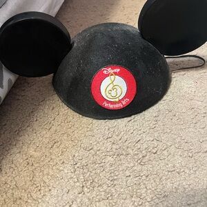Disney Black Mickey Ears Hat with Red & Gold Patch